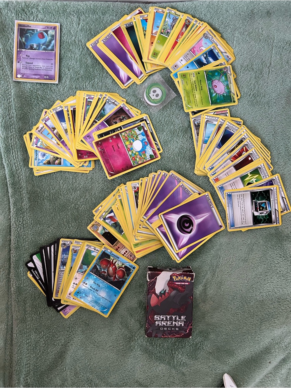 Pokemon Tin with bulk cards 200+ lot 2016-2021 era cards